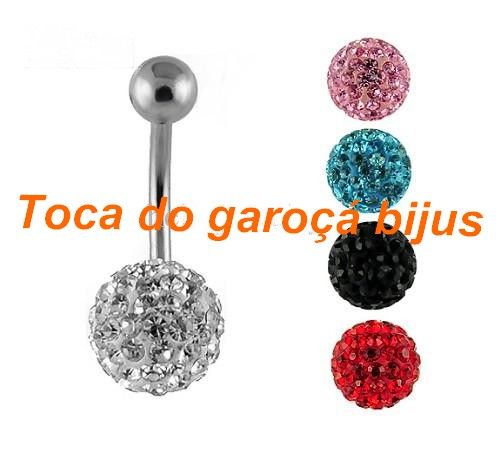 Piercing umbigo cristal preto